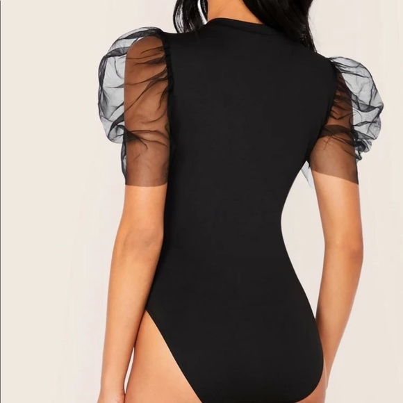 Black mesh sleeve bodysuit - Picture 2 of 5